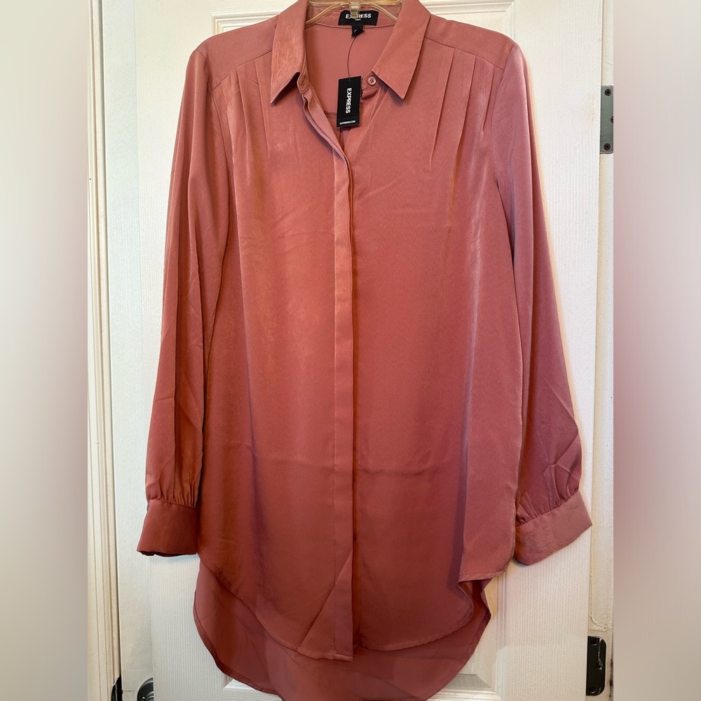 Express dusty pink women tunic dress shirt